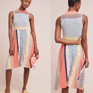 Maeve Anthropologie Cleary Striped Multicolor Sleeveless Dress Size Large